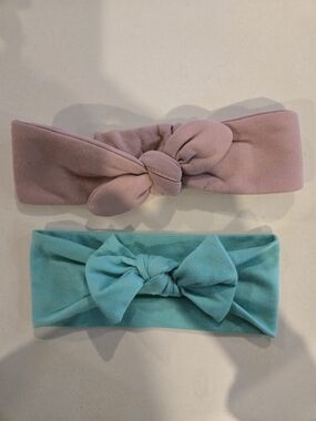 Knot Bow Headbands — Mauve Pink & Aqua
